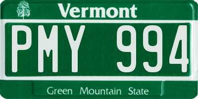 VT license plate PMY994