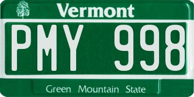 VT license plate PMY998