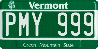 VT license plate PMY999
