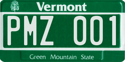 VT license plate PMZ001