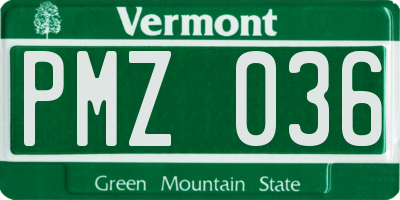 VT license plate PMZ036