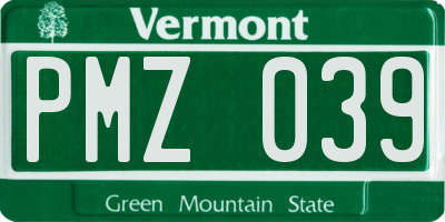 VT license plate PMZ039