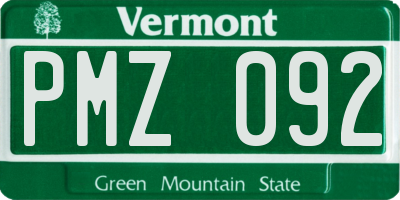 VT license plate PMZ092