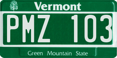 VT license plate PMZ103