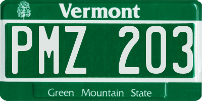 VT license plate PMZ203