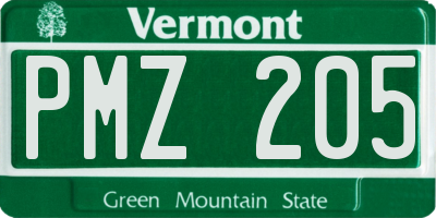 VT license plate PMZ205