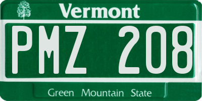 VT license plate PMZ208