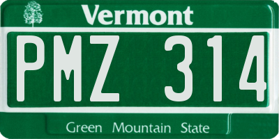 VT license plate PMZ314