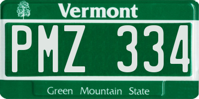 VT license plate PMZ334