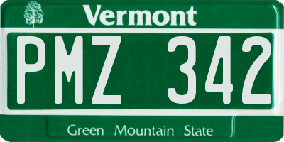 VT license plate PMZ342