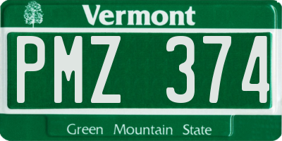 VT license plate PMZ374