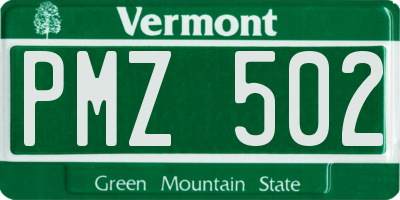 VT license plate PMZ502