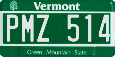 VT license plate PMZ514