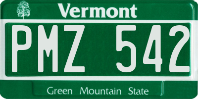 VT license plate PMZ542