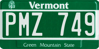 VT license plate PMZ749