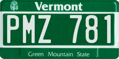 VT license plate PMZ781