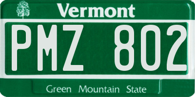 VT license plate PMZ802