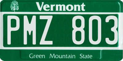 VT license plate PMZ803