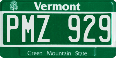 VT license plate PMZ929