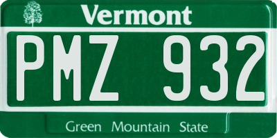 VT license plate PMZ932