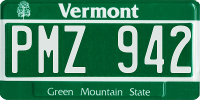 VT license plate PMZ942