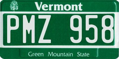 VT license plate PMZ958