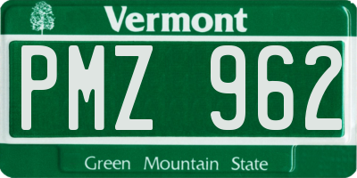 VT license plate PMZ962