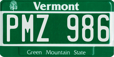 VT license plate PMZ986