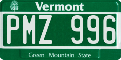 VT license plate PMZ996