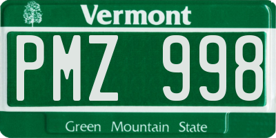 VT license plate PMZ998