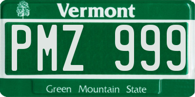 VT license plate PMZ999