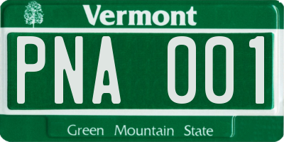 VT license plate PNA001