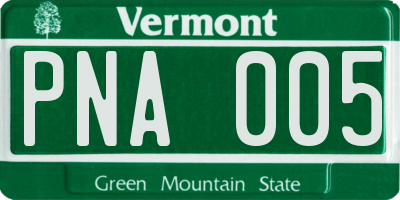 VT license plate PNA005