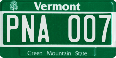 VT license plate PNA007