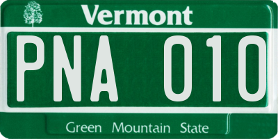 VT license plate PNA010