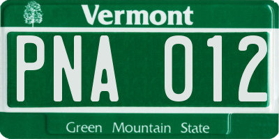 VT license plate PNA012