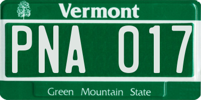 VT license plate PNA017