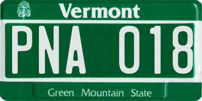 VT license plate PNA018