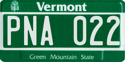 VT license plate PNA022