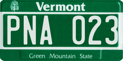 VT license plate PNA023