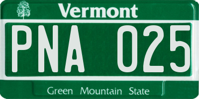 VT license plate PNA025