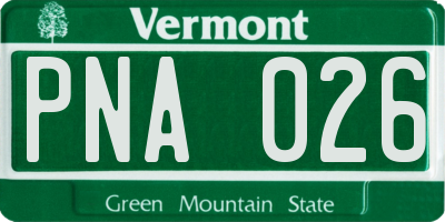 VT license plate PNA026