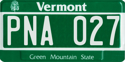 VT license plate PNA027
