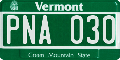 VT license plate PNA030