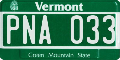 VT license plate PNA033