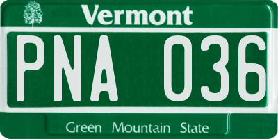 VT license plate PNA036