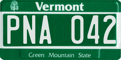 VT license plate PNA042