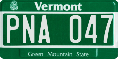 VT license plate PNA047