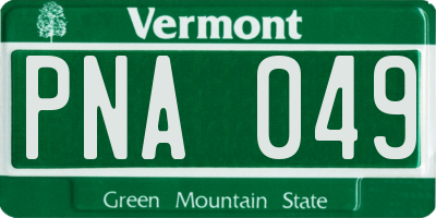 VT license plate PNA049