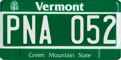 VT license plate PNA052